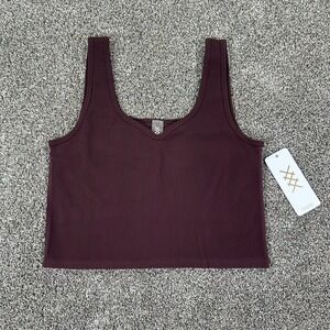 NEW Rhone Evolve Seamless Ribbed Crop Tank Top Women XXL Brown Berry Comfortable